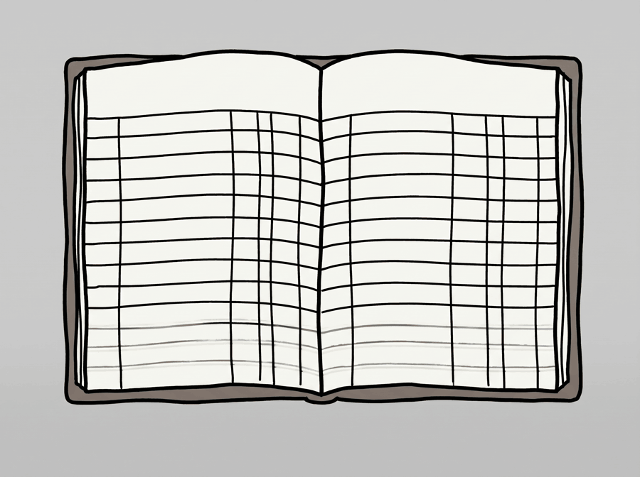 The facility ledger, lying open at a blank page